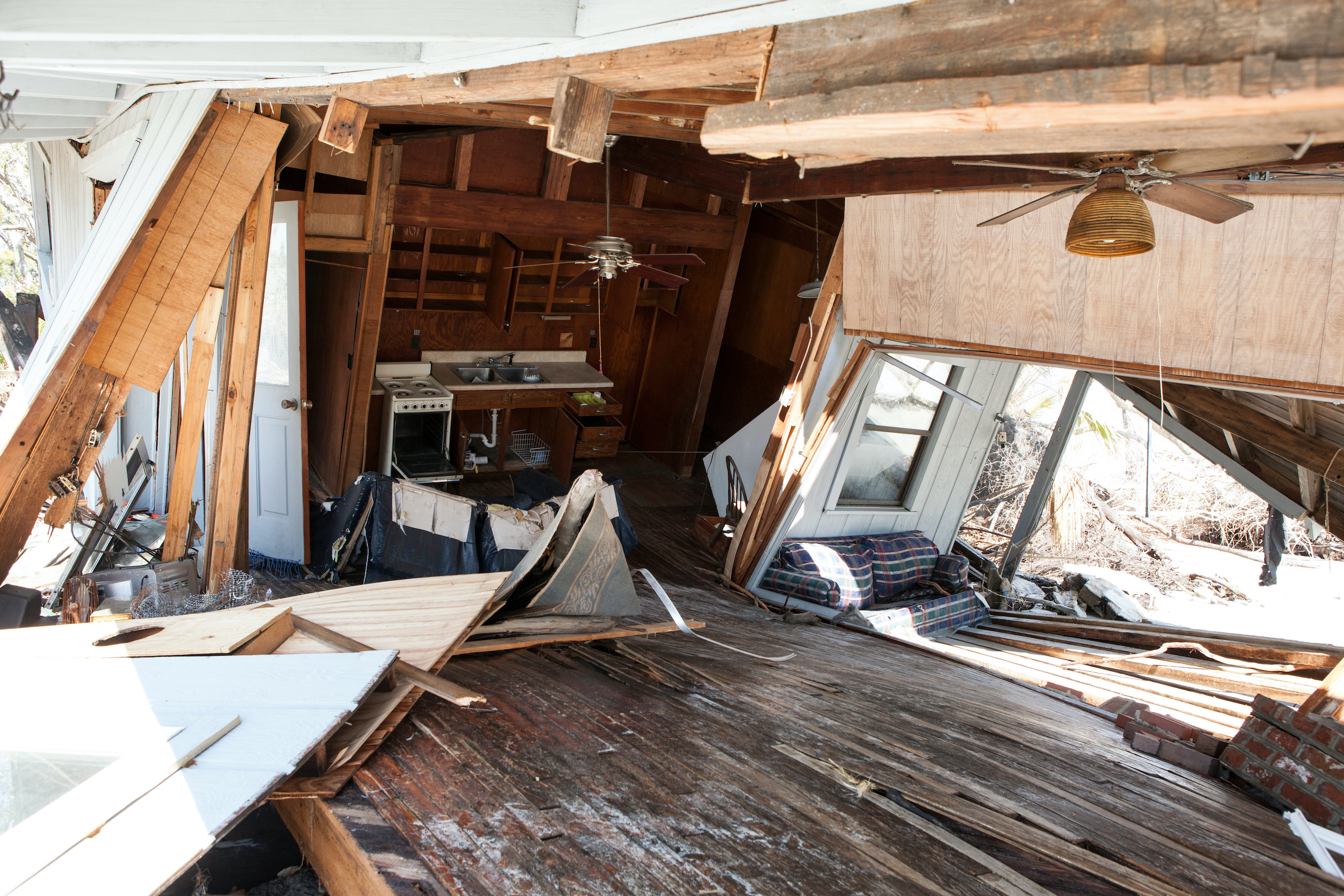 interior of home destroyed in flood